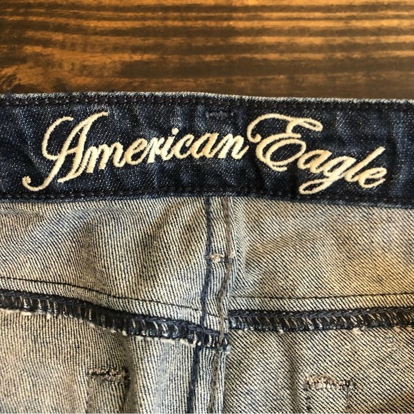 American Eagle Y2K Bootcut Jeans Women’s Size 28 Dark Wash Denim Metallic Stitch - Picture 6 of 11